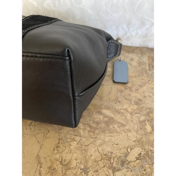 Vtg COACH signature black canvas / leather suede fabric Y2K Demi mini bag - Picture 8 of 9